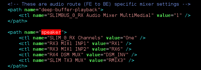 Snippet from mixer paths XML